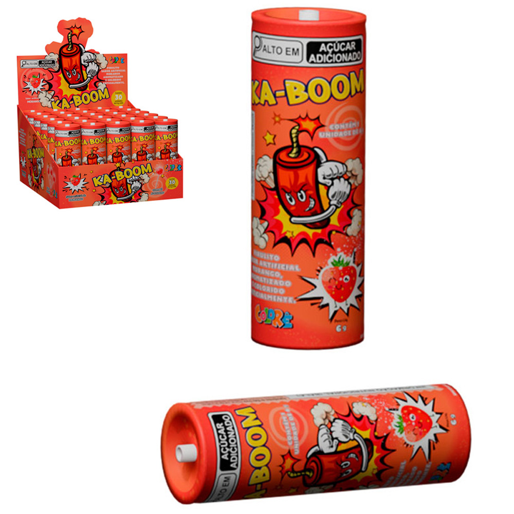 PIRULITO KA-BOOM MORANGO COM PO AZEDINHO 6G DP PLAY COLORE