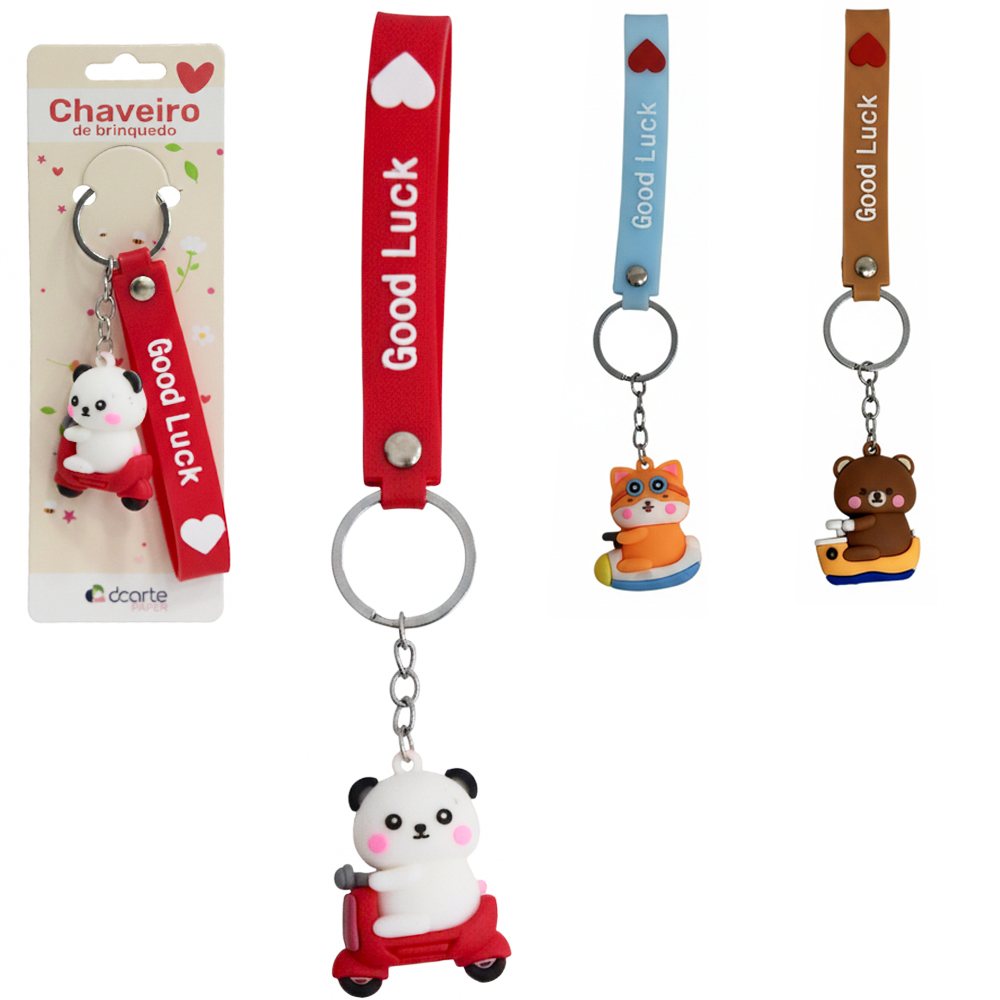 CHAVEIRO EMBORRACHADO DE PVC BICHINHO NA MOTO SCOOTER PAPER