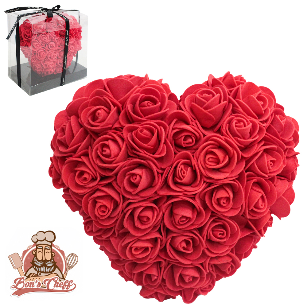 ENFEITE CORACAO DE ROSAS 26X15X10CM