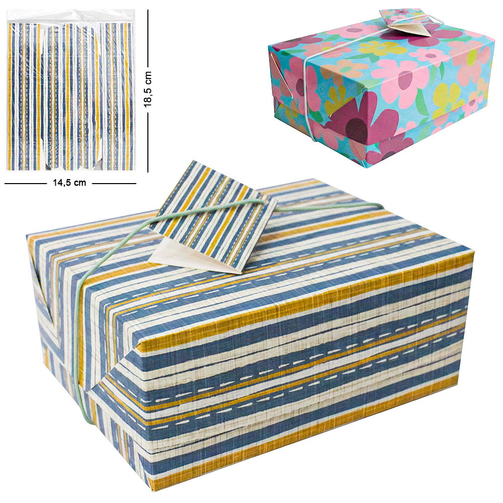 CAIXA DE PAPEL RETANGULAR PARA PRESENTE COM ELASTICO 18,5X14,5X7,7CM