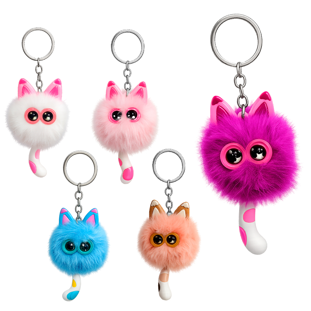 CHAVEIRO DE PELUCIA POM POM GATO 10X6CM