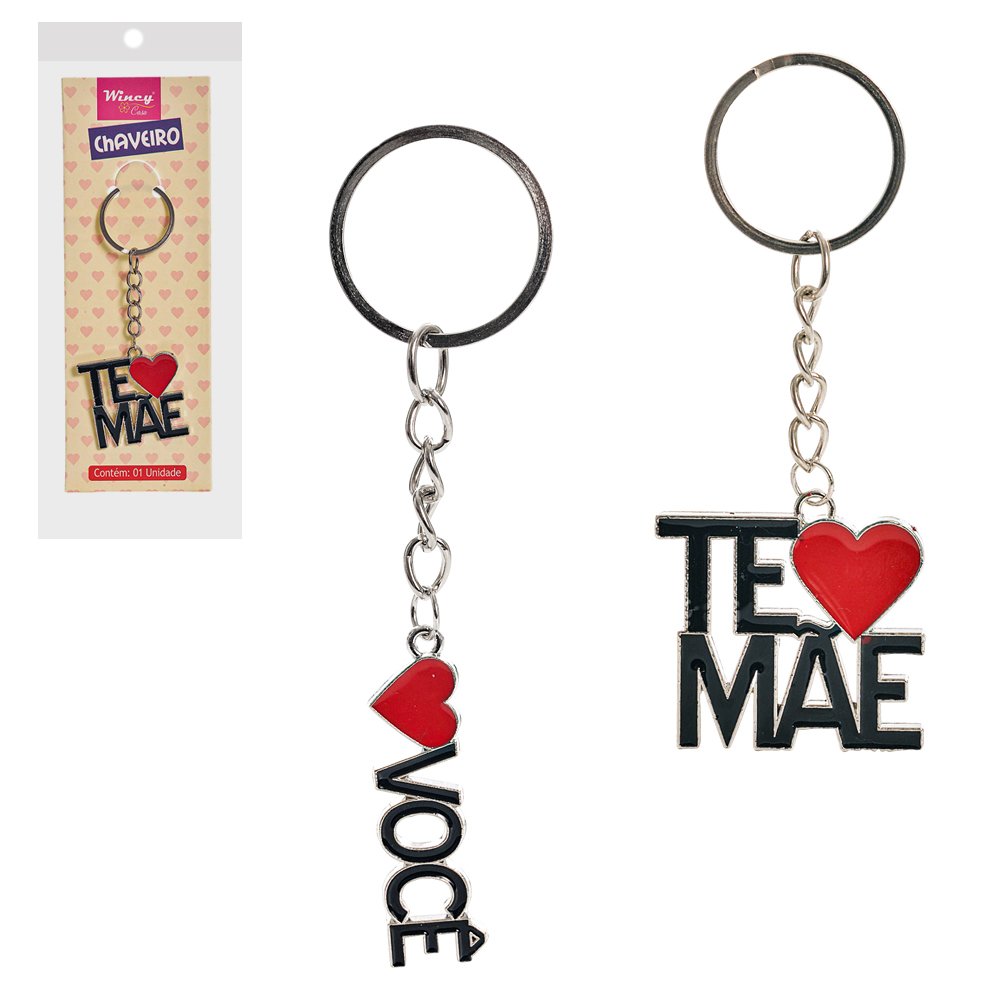 CHAVEIRO DE METAL TE AMO MAE 3,5X3CM