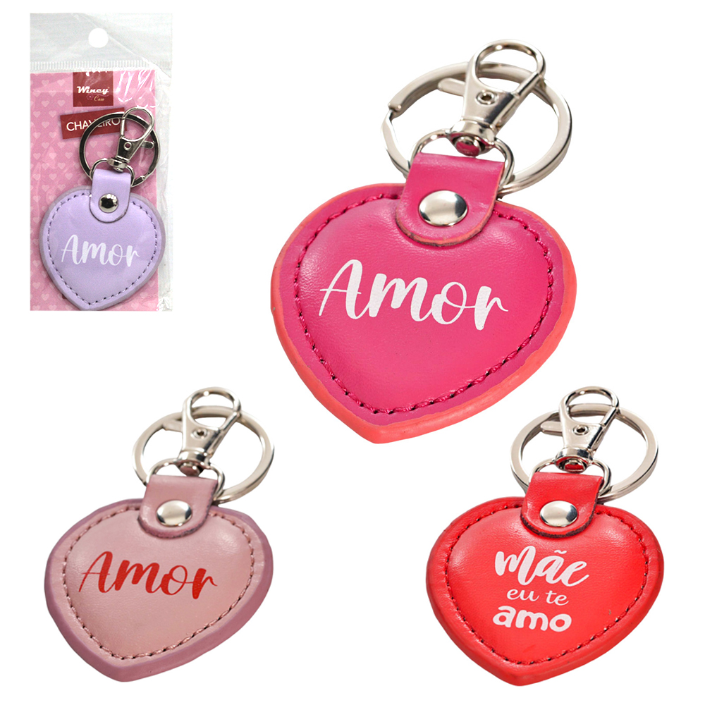 CHAVEIRO CORACAO AMOR / MAE EU TE AMO COM MOSQUETAO 6X5CM