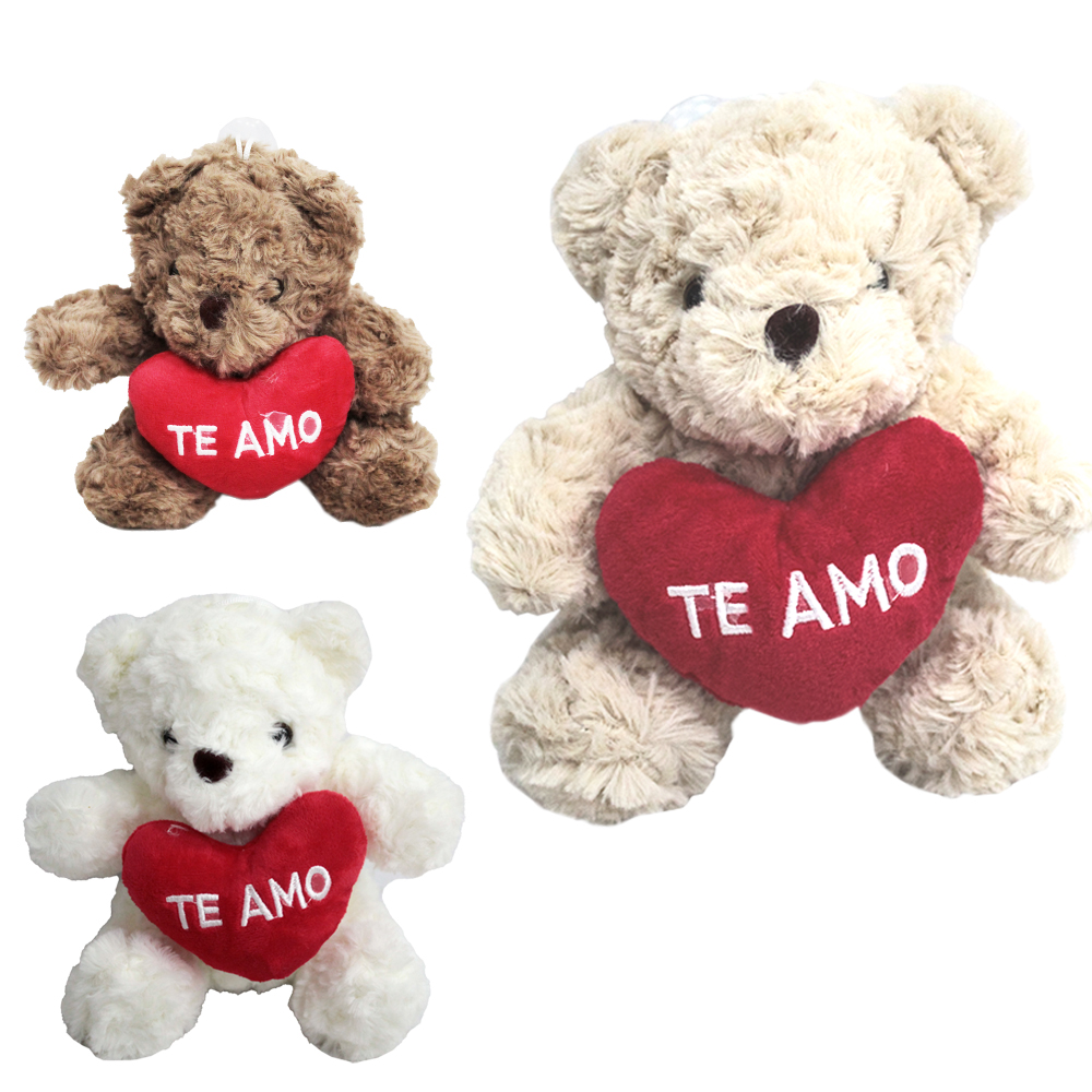 URSO DE PELUCIA COM VENTOSA + CORACAO TE AMO 16X16X10CM