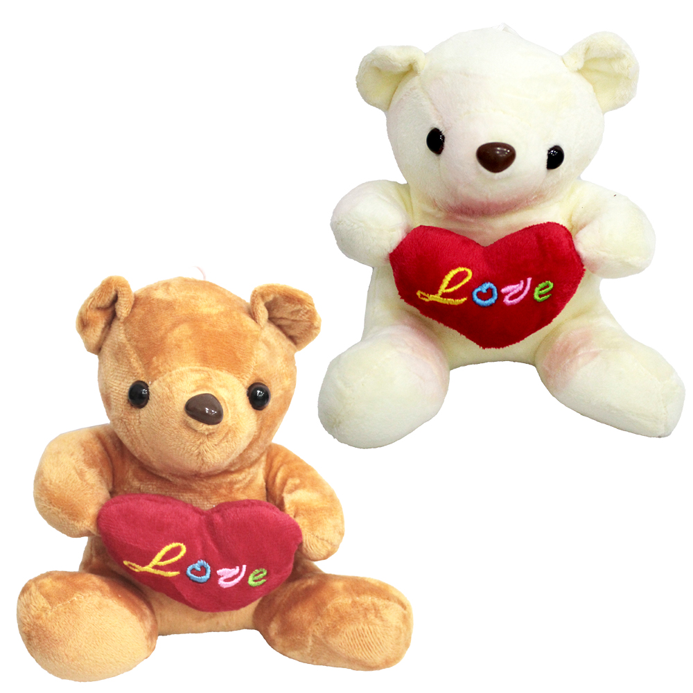 URSO DE PELUCIA COM VENTOSA + CORACAO LOVE 16,5X15X15CM 
