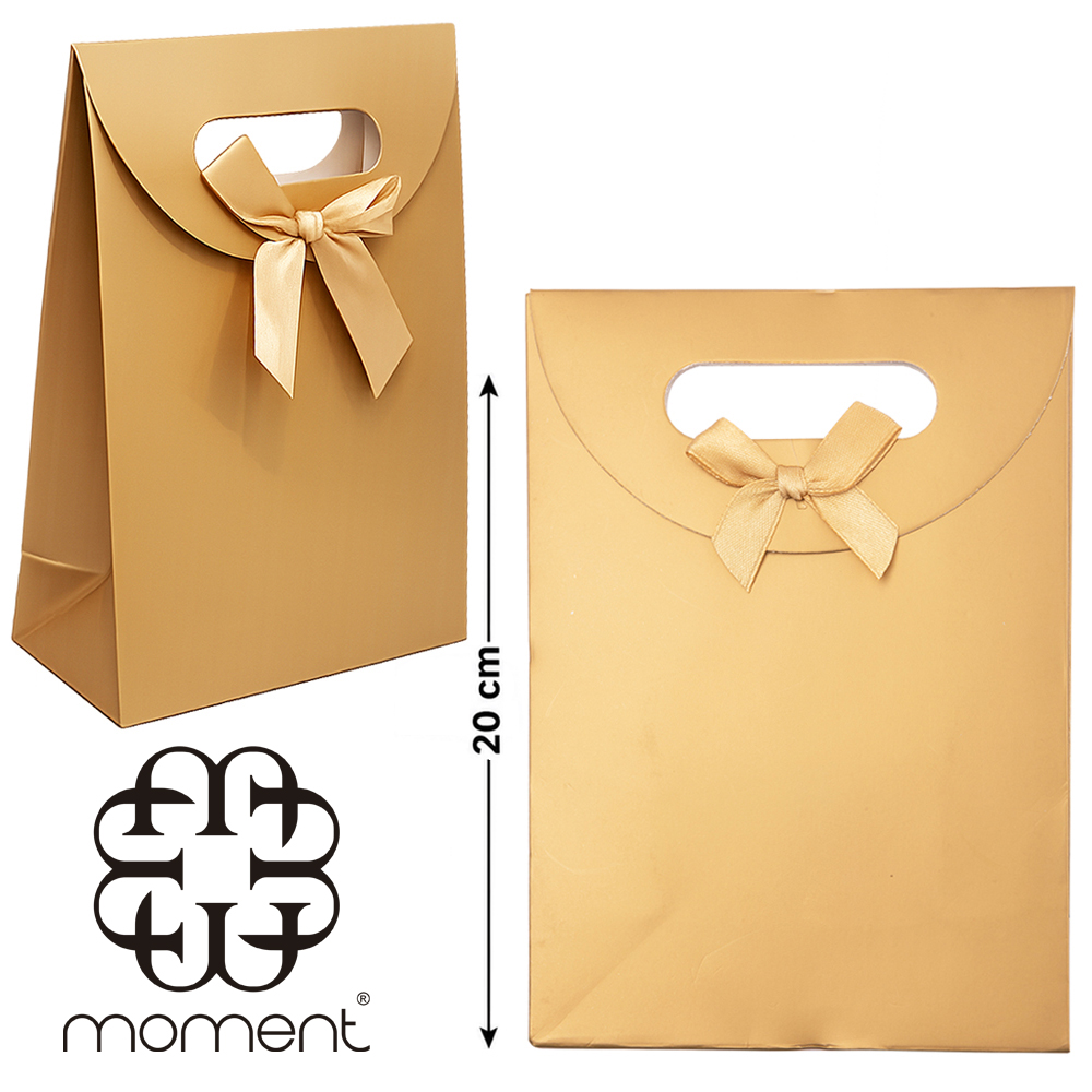 SACOLA DE PAPEL PARA PRESENTE LUXO COM LACO + VELCRO P 20X14X7CM