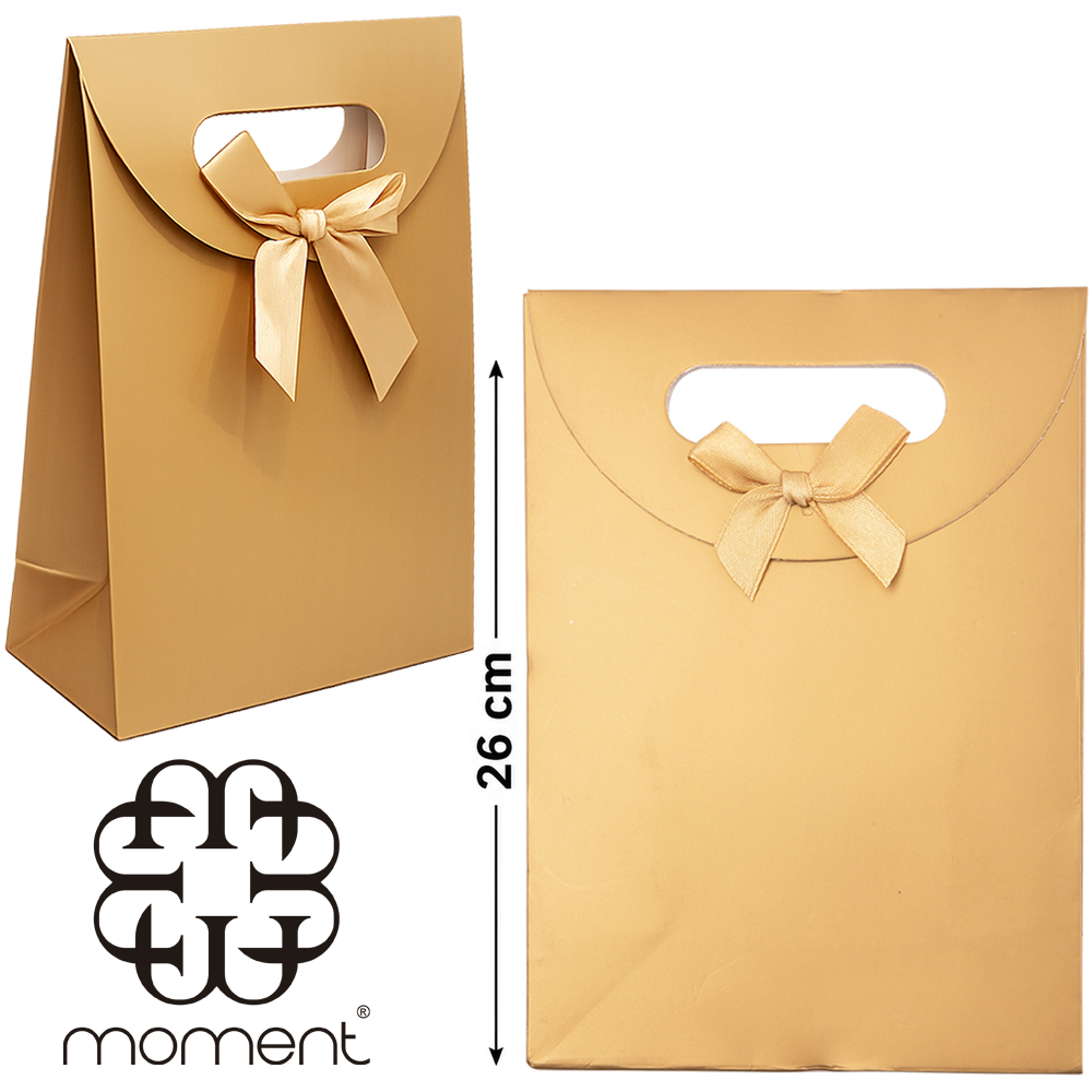 SACOLA DE PAPEL PARA PRESENTE LUXO COM LACO + VELCRO M 26X19X11CM