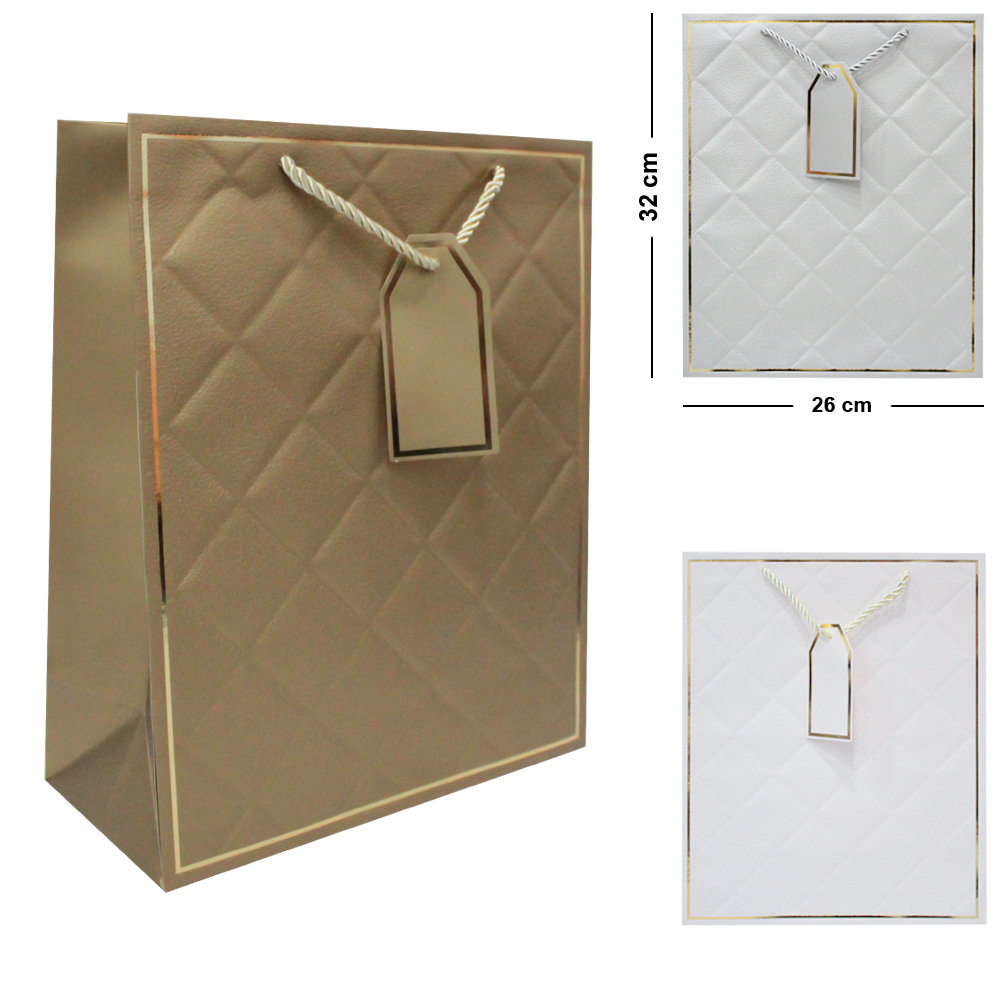 SACOLA DE PAPEL PARA PRESENTE LUXO LINE GOLD M 32X26X12CM