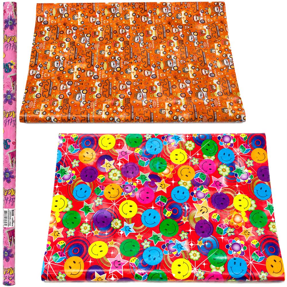 PAPEL DE PRESENTE INFANTIL SORTIDOS ROLO COM 3 FOLHAS 50X60CM