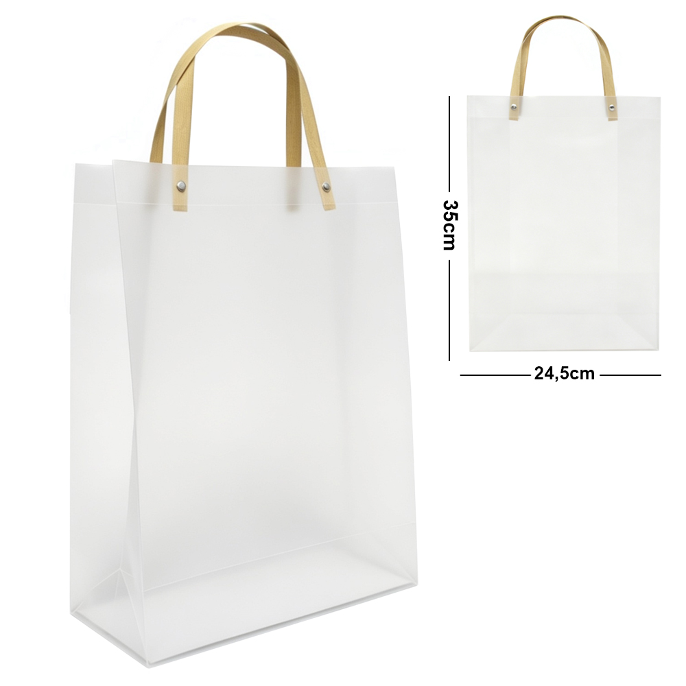BOLSA SACOLA DE PLASTICO PARA PRESENTE TRANSPARENTE 35X24,5X11CM