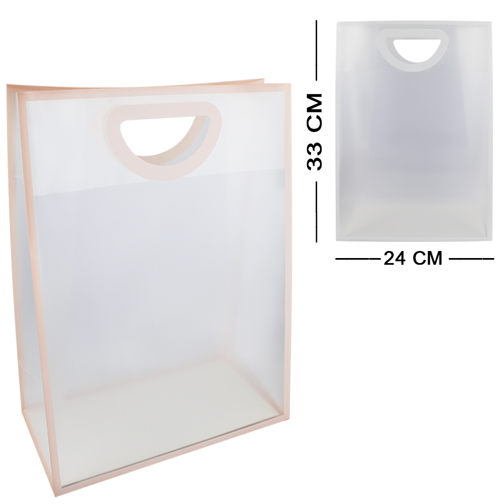 BOLSA SACOLA DE PLASTICO PARA PRESENTE TRANSPARENTE 33X24X12,5CM