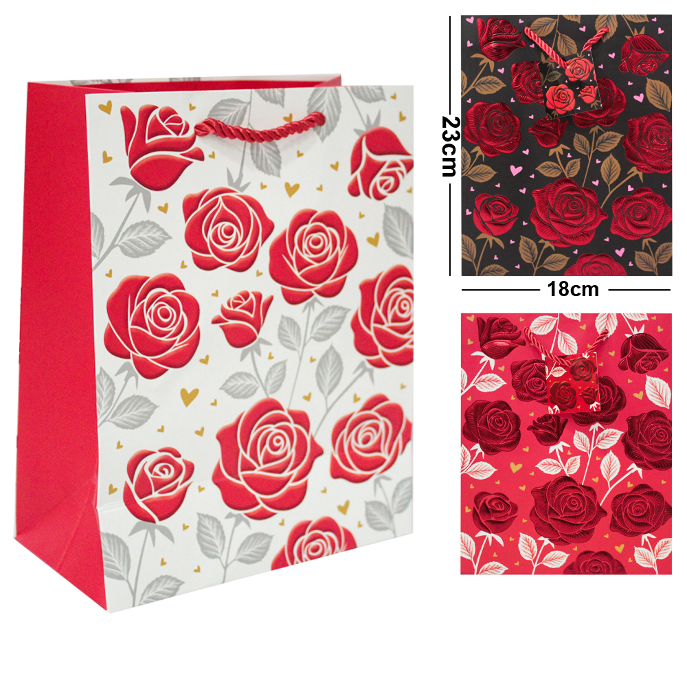 BOLSA SACOLA DE PAPEL PARA PRESENTE LUXO FLORES VM P 23X18X10CM