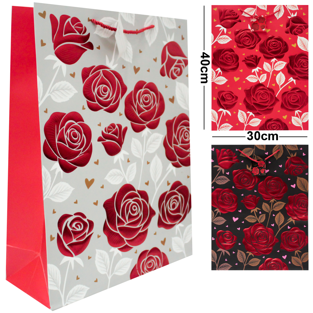 BOLSA SACOLA DE PAPEL PARA PRESENTE LUXO FLORES VM G 40X30X12CM