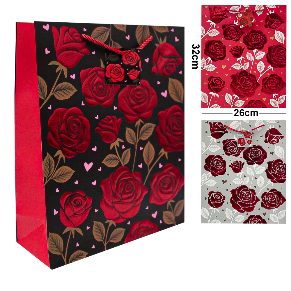 BOLSA SACOLA DE PAPEL PARA PRESENTE LUXO FLORES VM M 32X26X10CM