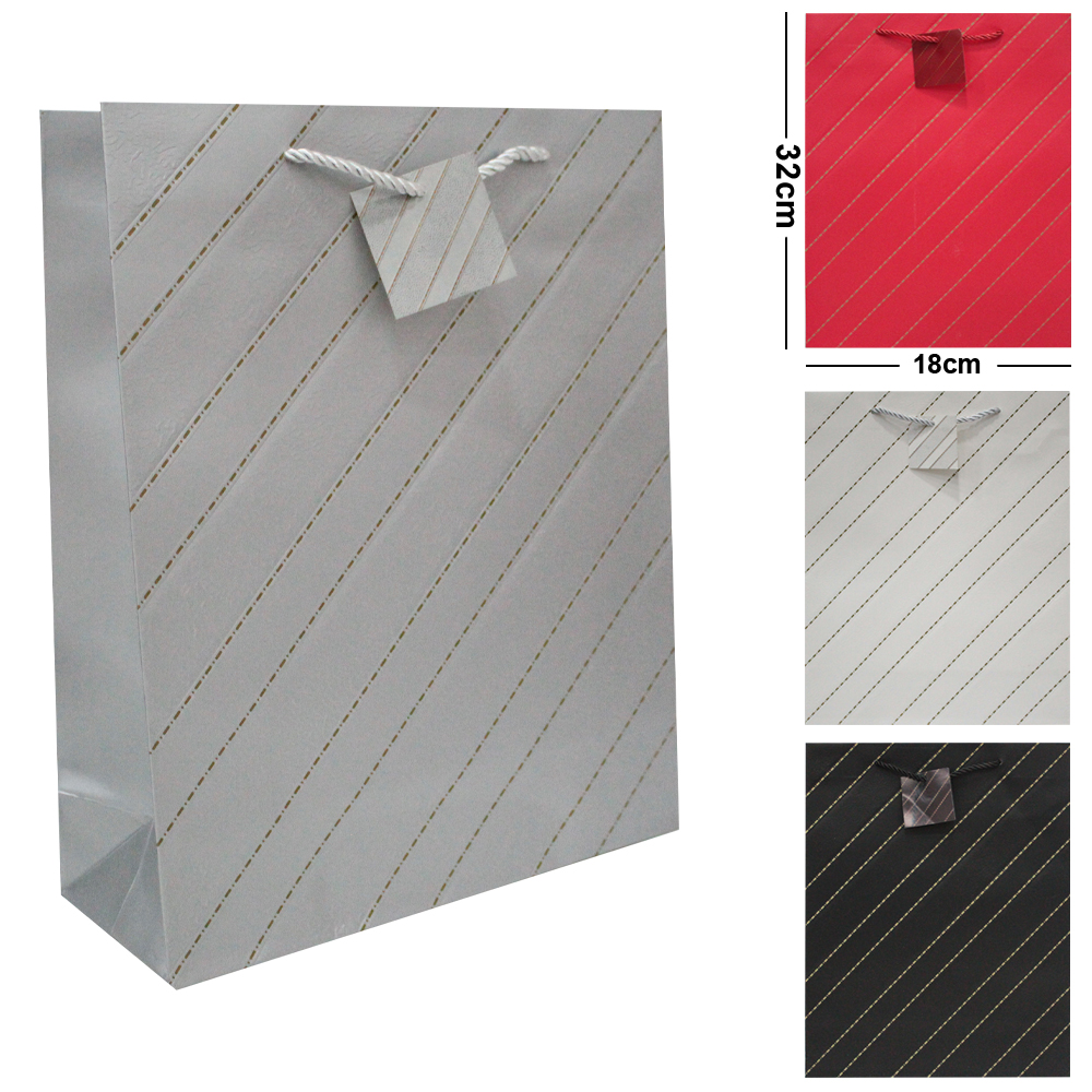 BOLSA SACOLA DE PAPEL PARA PRESENTE LUXO LINHAS M 32X26X10CM