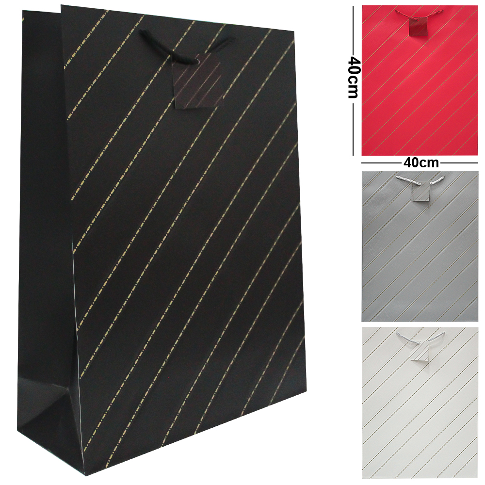BOLSA SACOLA DE PAPEL PARA PRESENTE LUXO LINHAS G 40X30X12CM