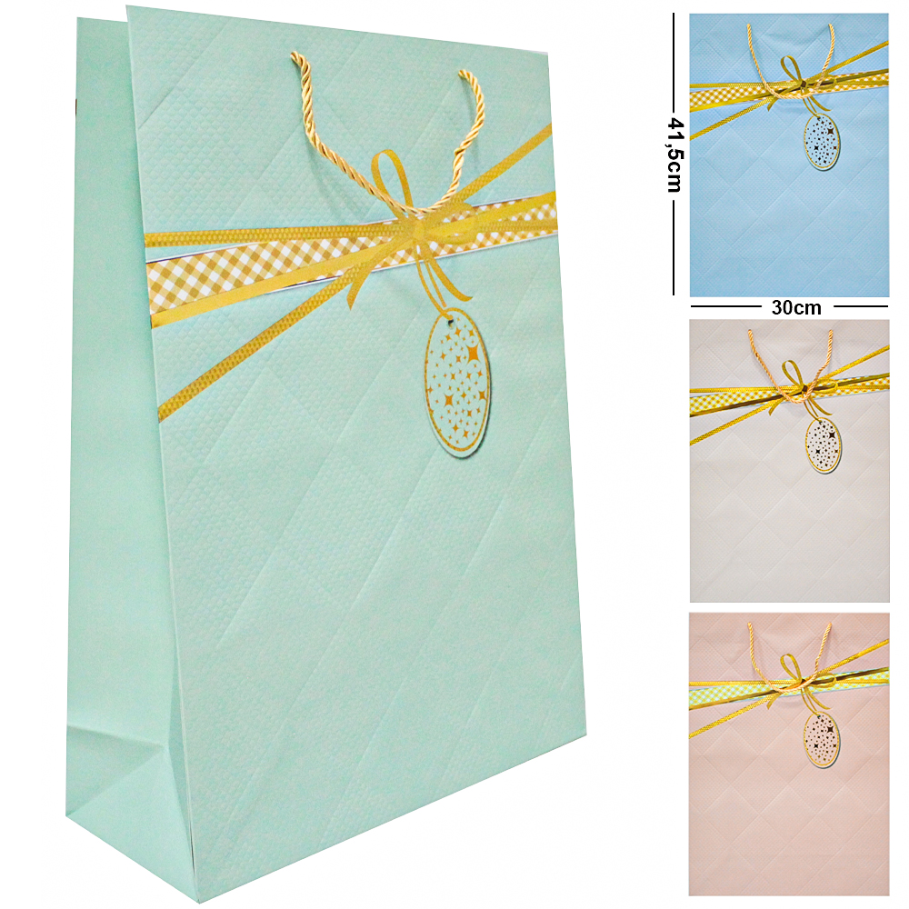 BOLSA SACOLA DE PAPEL PARA PRESENTE LUXO LACO G 41,5X30X12CM