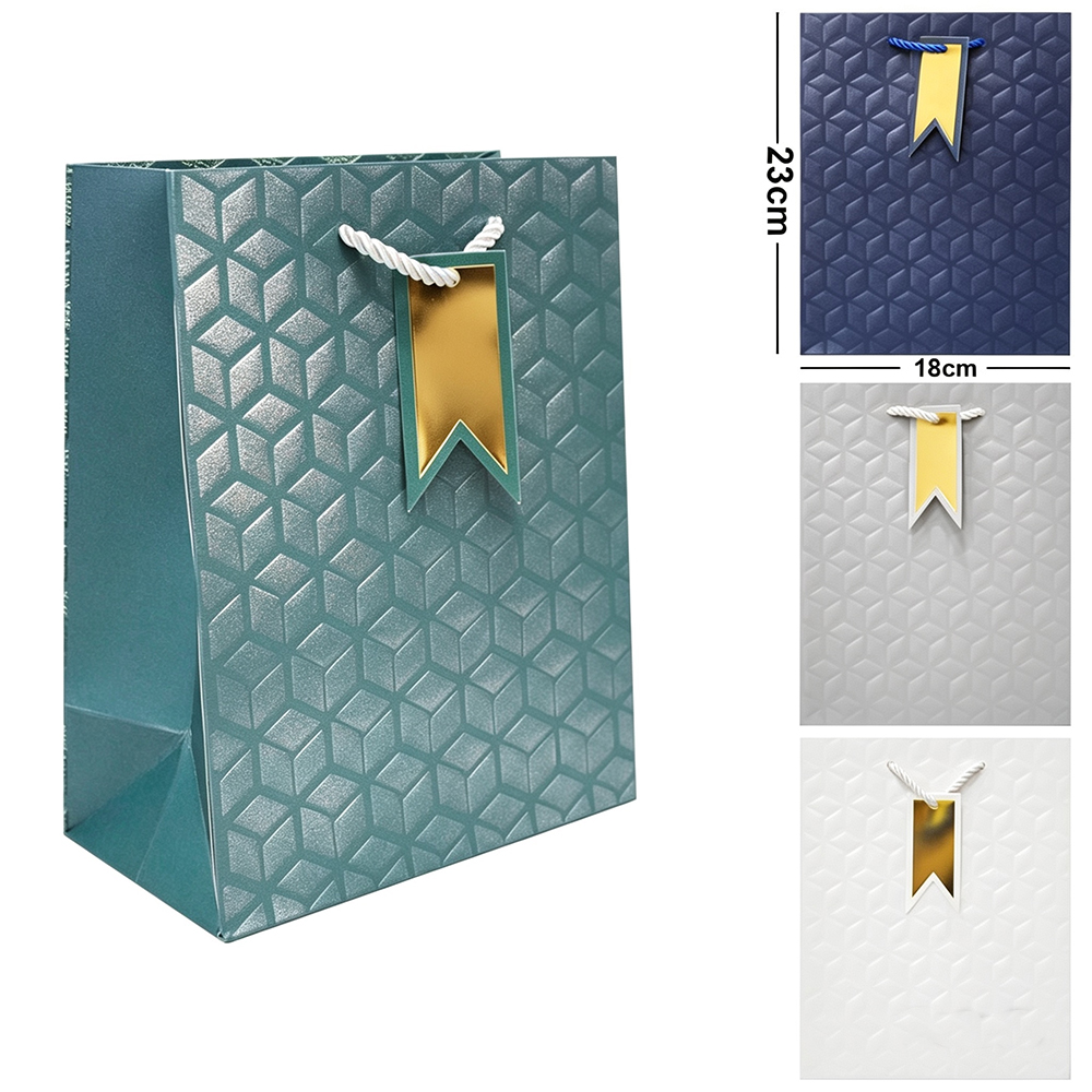 BOLSA SACOLA DE PAPEL PARA PRESENTE LUXO CUBO P 23X18X10CM