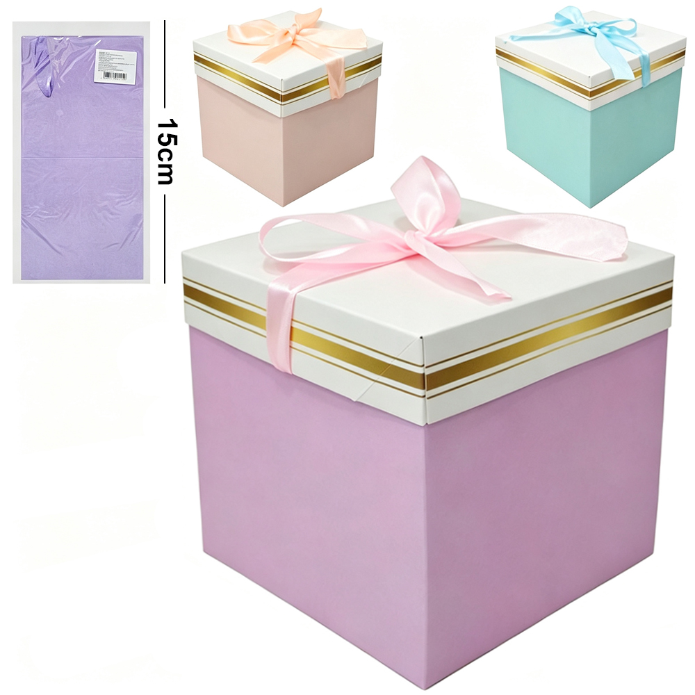 CAIXA CUBO DE PAPEL PARA PRESENTE LUXO 15CM