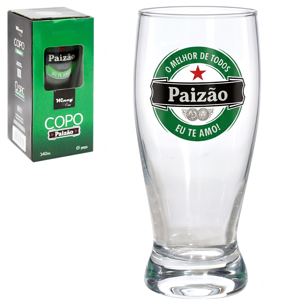 COPO DE VIDRO PARA CHOPP TULIPA FRASES PAI 340ML