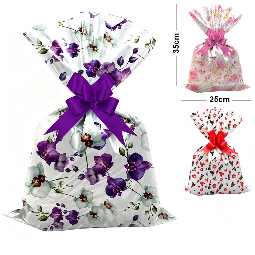 SACO DE PRESENTE FEMININO COM 50 PECAS 25X35CM