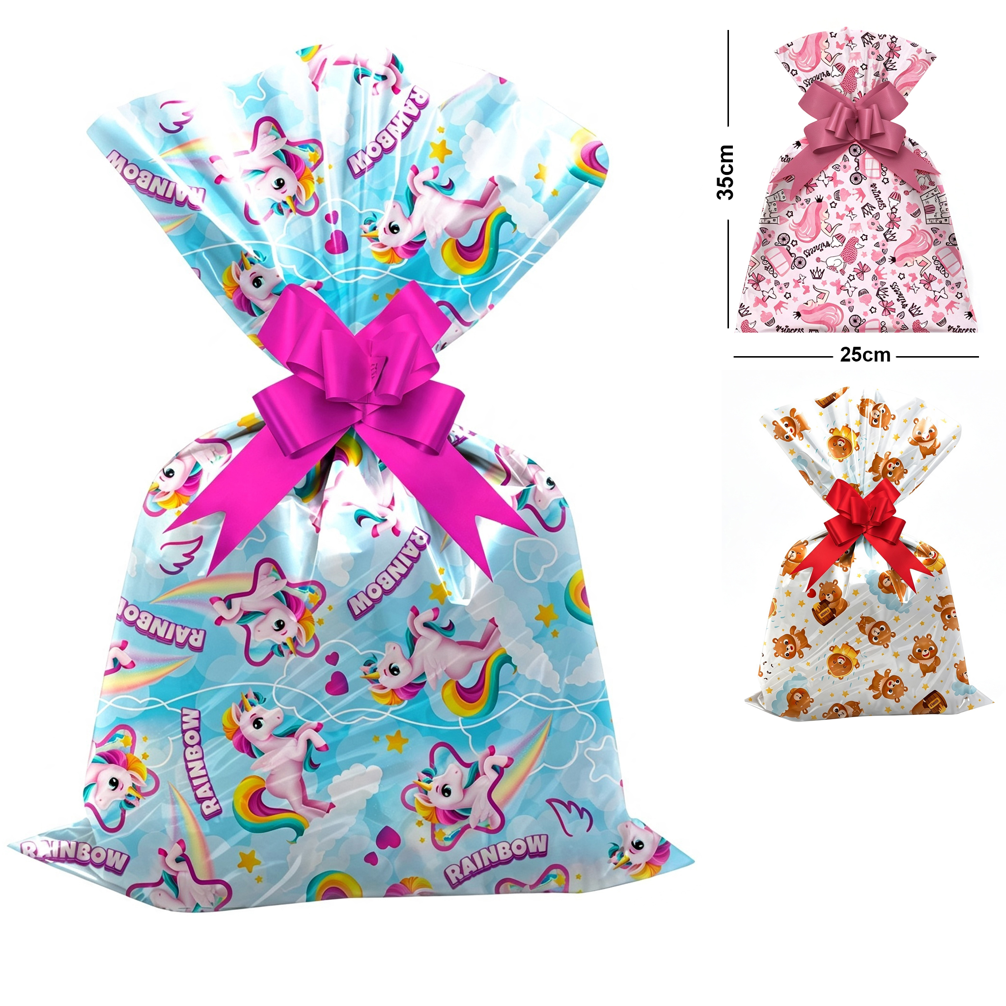 SACO DE PRESENTE INFANTIL FEMININO COM 50 PECAS 25X35CM