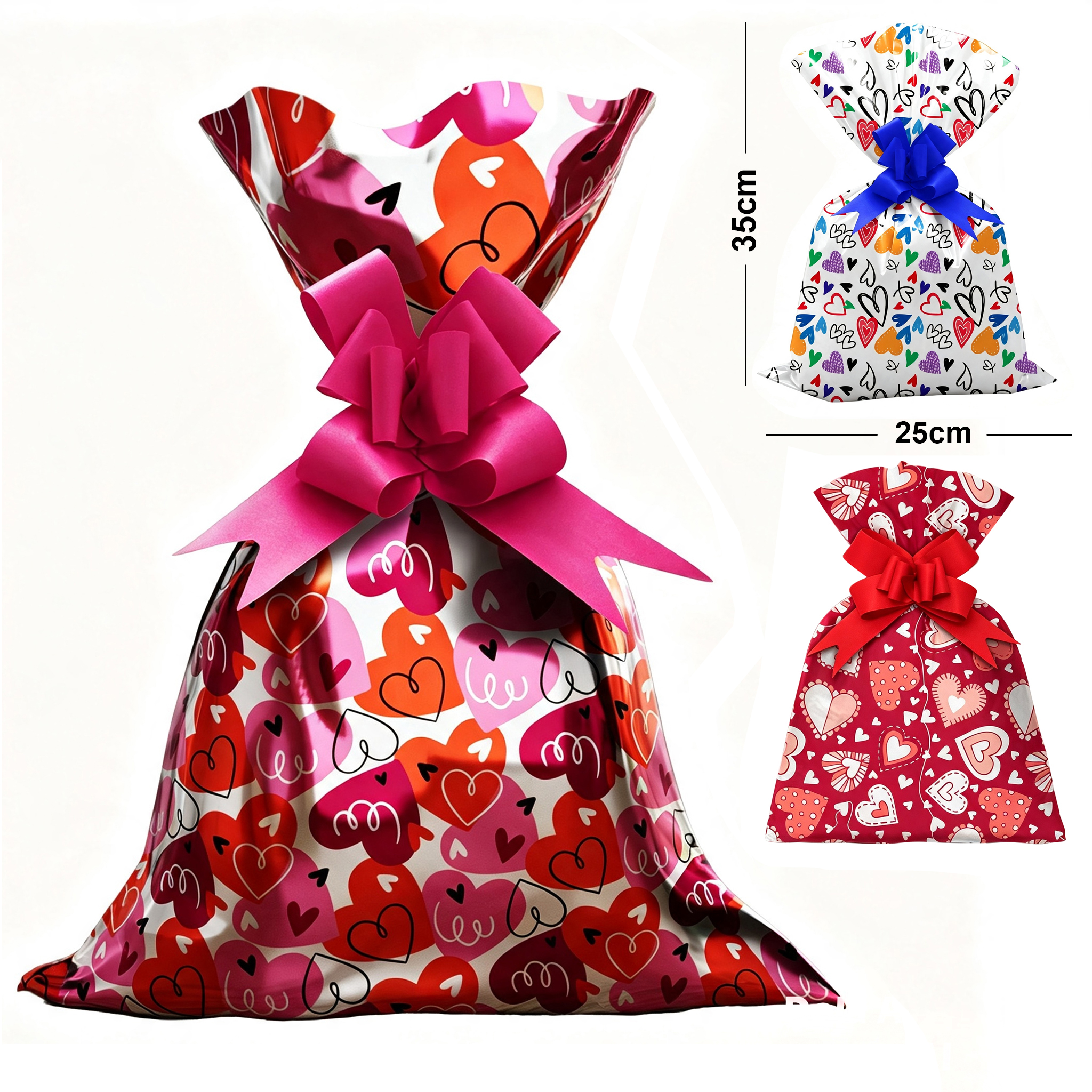 SACO DE PRESENTE ROMANTICO COM 50 PECAS 25X35CM
