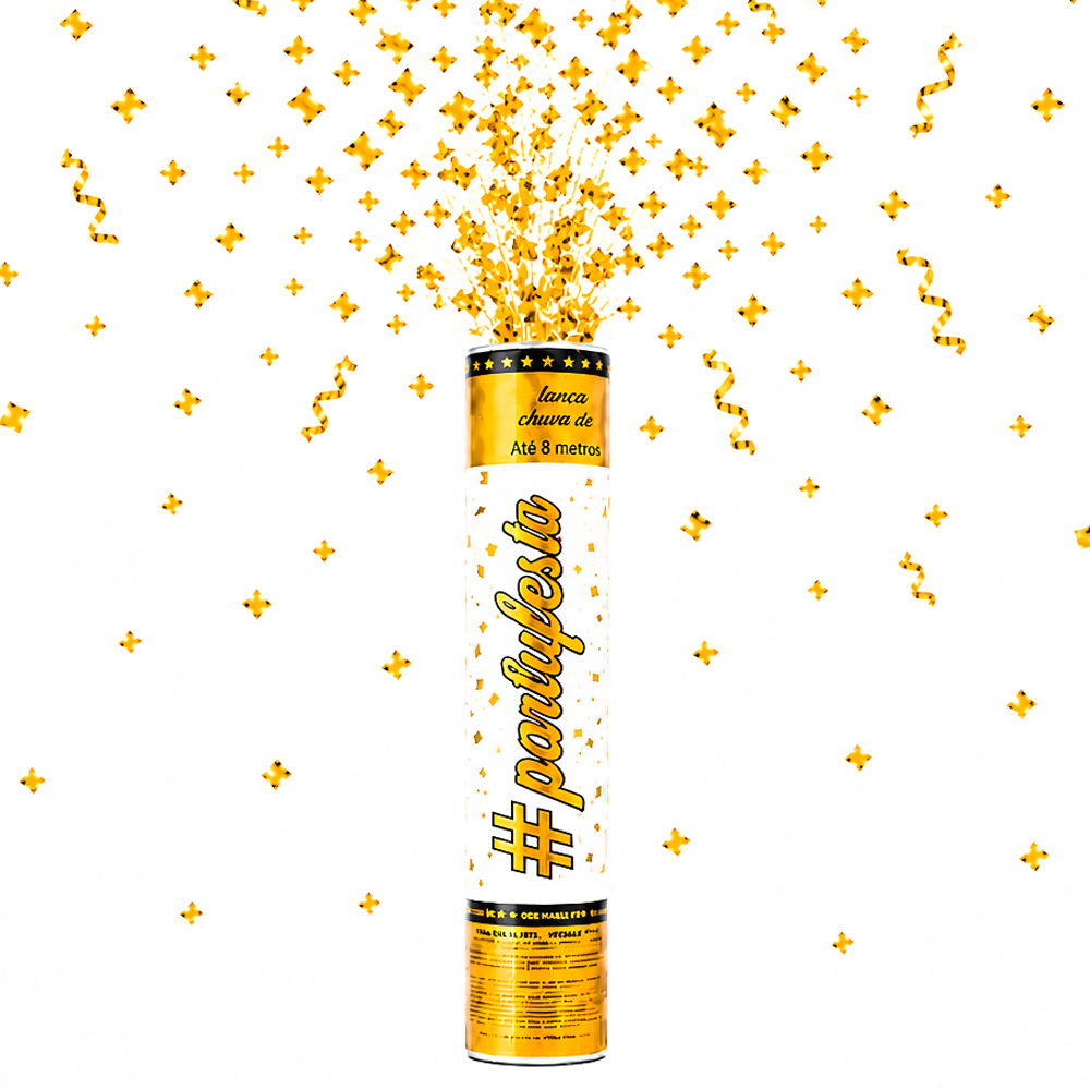 LANCA CONFETE DOURADO LAMINADO 30X5CM DE Ø 