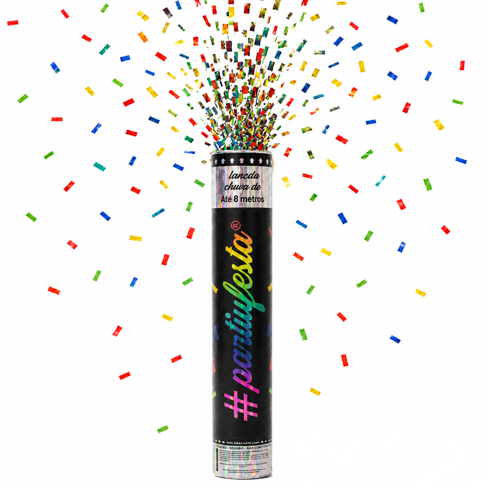 LANCA CONFETE MULTICOLOR METALIZADO 30X5CM DE Ø 