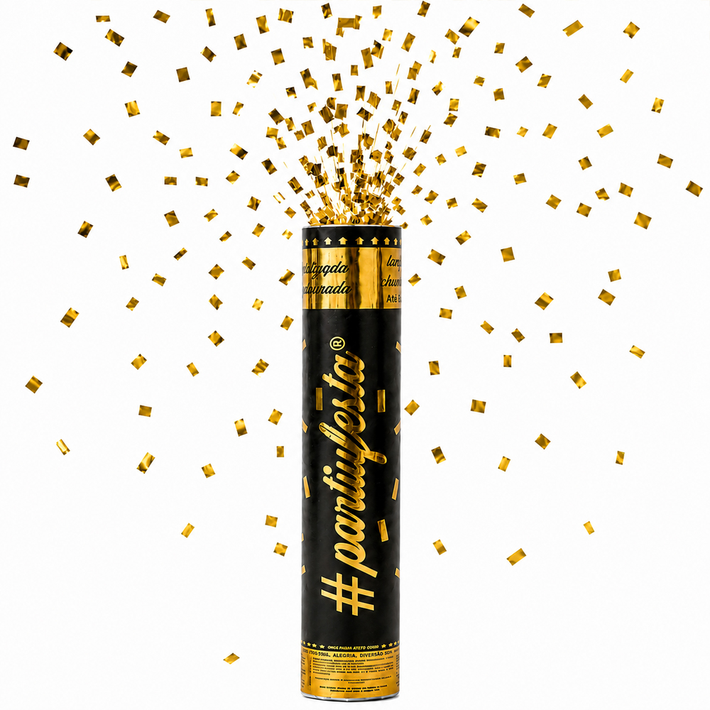 LANCA CONFETE DOURADO METALIZADO 30X5CM DE Ø