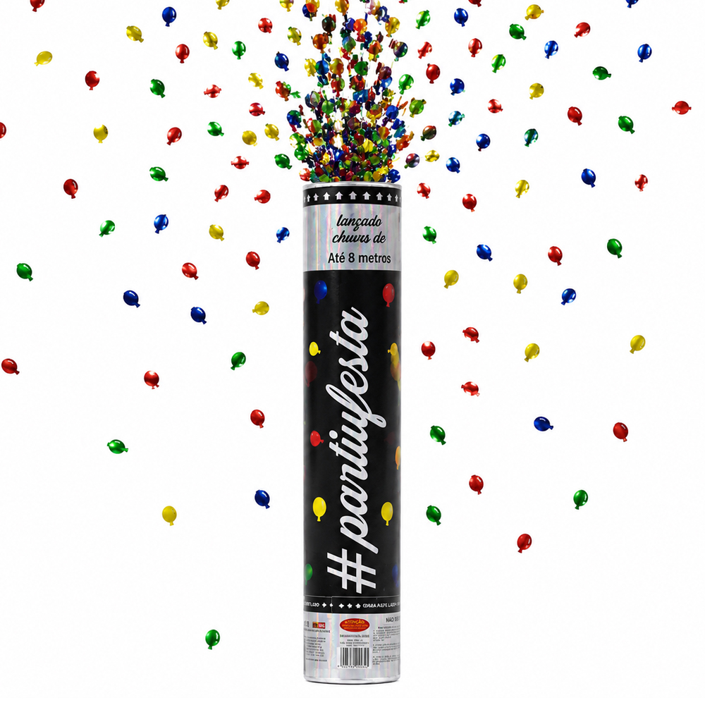 LANCA CONFETE BALAO MULTICOLOR METALIZADO 30X5CM DE Ø 