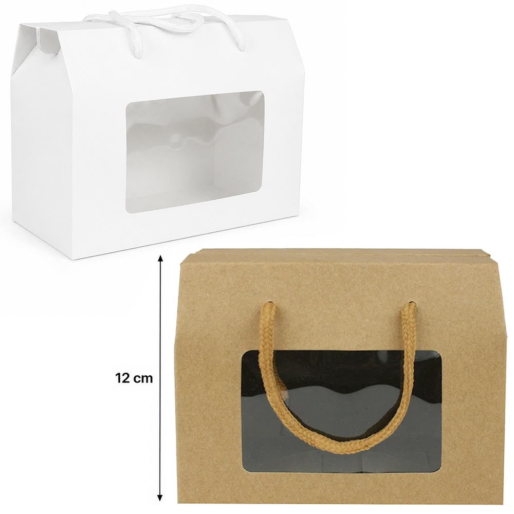 BOLSA SACOLA DE PAPEL PARA PRESENTE LUXO COM VISOR P 15X12X9CM