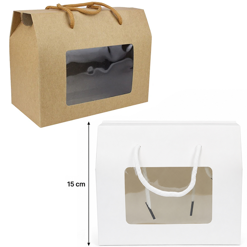 BOLSA SACOLA DE PAPEL PARA PRESENTE LUXO COM VISOR M 20X15X11CM