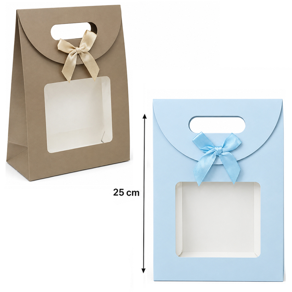 BOLSA SACOLA DE PAPEL PARA PRESENTE LUXO LACO COM VISOR P 21X15X7CM