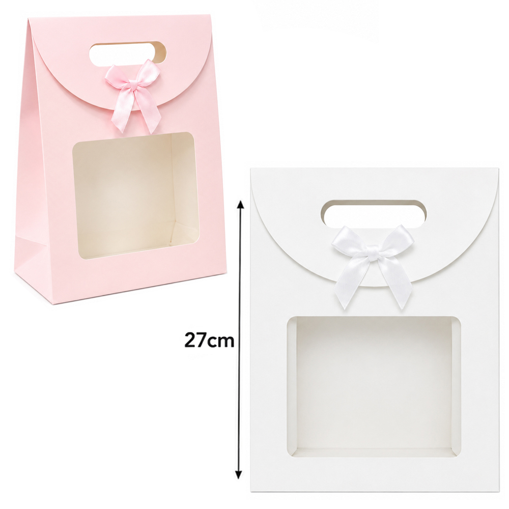 BOLSA SACOLA DE PAPEL PARA PRESENTE LUXO LACO COM VISOR M 27X19X9CM