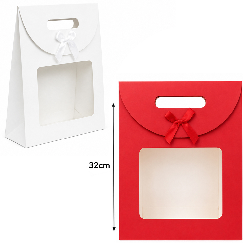 BOLSA SACOLA DE PAPEL PARA PRESENTE LUXO LACO COM VISOR G 32X24X10CM