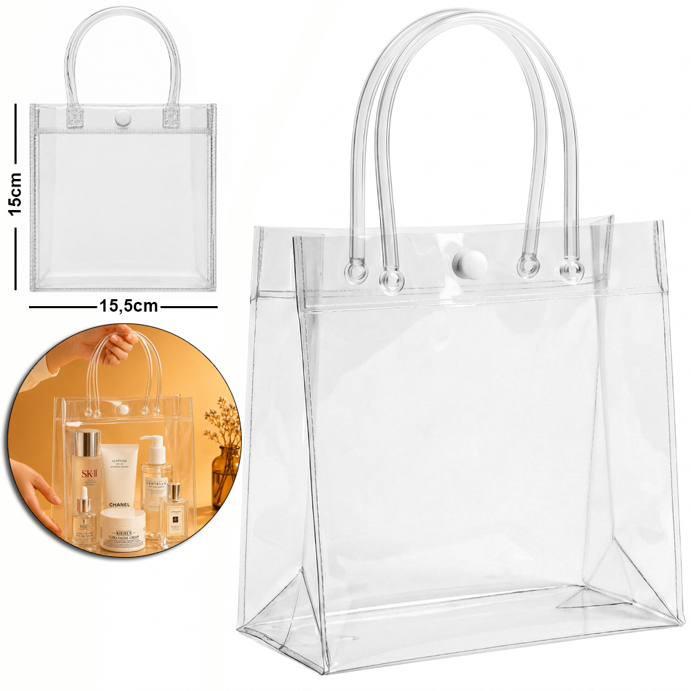 BOLSA SACOLA DE PLASTICO P/PRESENTE TRANSPARENTE 15,5X15X6,5CM