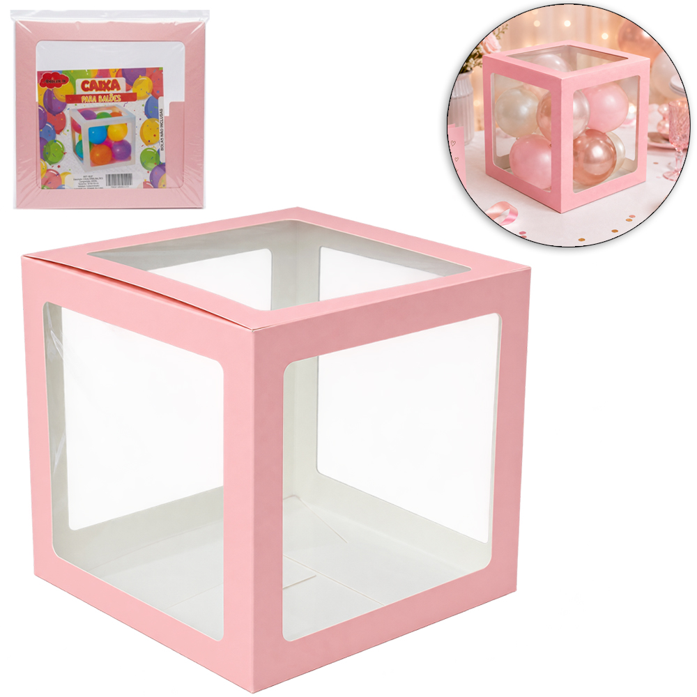 CAIXA CUBO DE PAPEL PARA PRESENTE BALOES 30CM