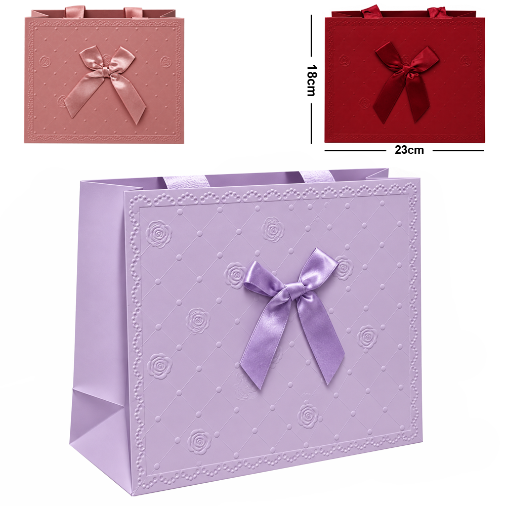 BOLSA SACOLA DE PAPEL PARA PRESENTE LUXO FLOR COM LACO P 23X18X10CM