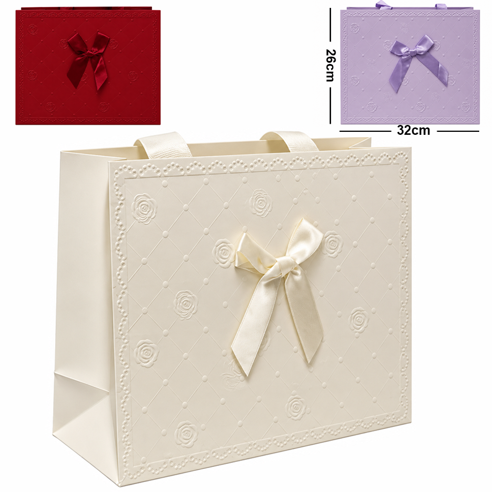 BOLSA SACOLA DE PAPEL PARA PRESENTE LUXO FLOR COM LACO M 32X26X12CM