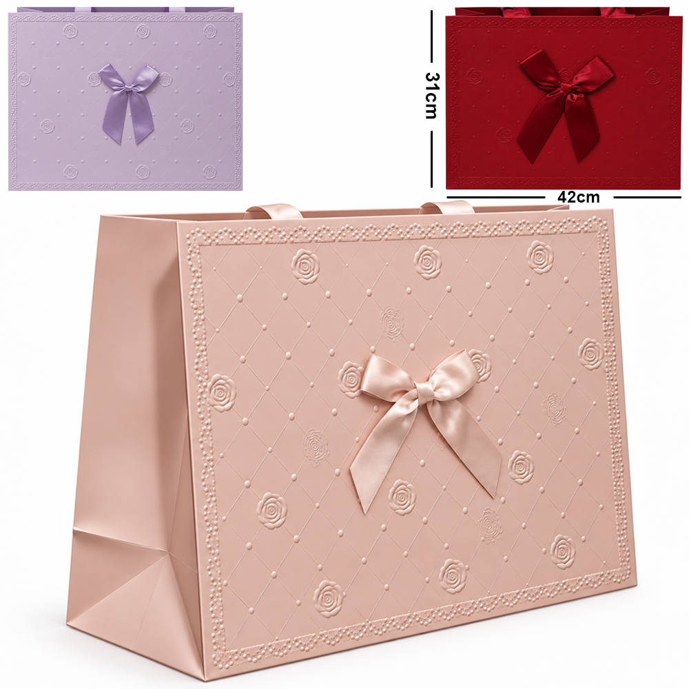 BOLSA SACOLA DE PAPEL PARA PRESENTE LUXO FLOR COM LACO G 42X31X12CM