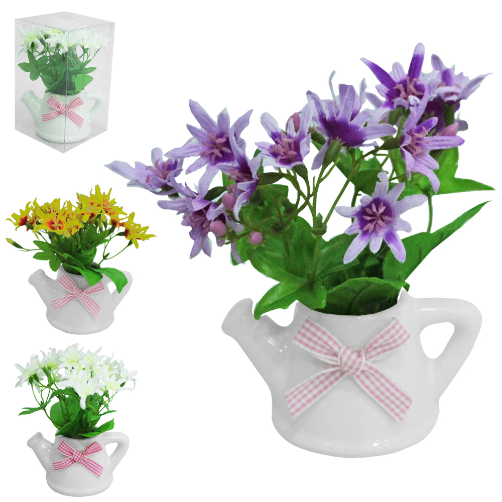 FLOR ARTIFICIAL NERINE COM VASO DE PORCELANA REGADOR 11X6CM VCF