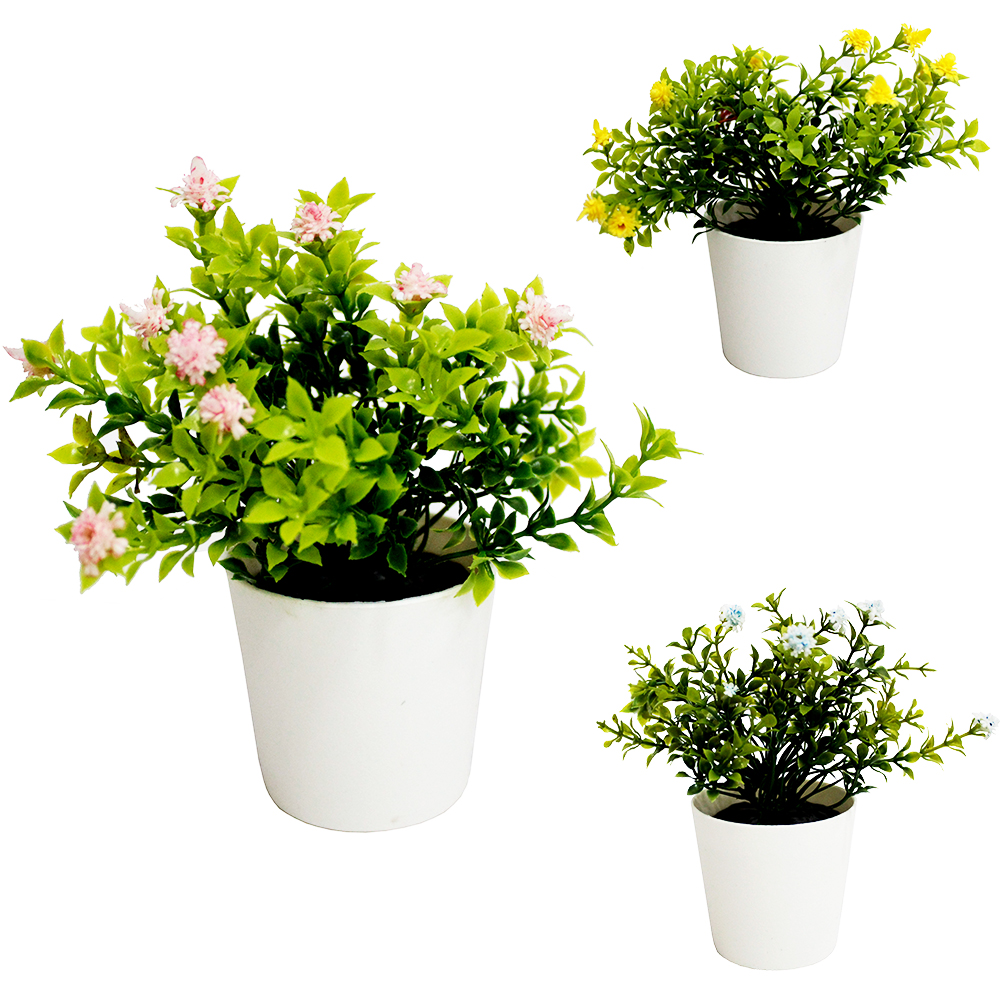 FLOR ARTIFICIAL COM VASO DE PLASTICO REDONDO 13X6CM DE Ø