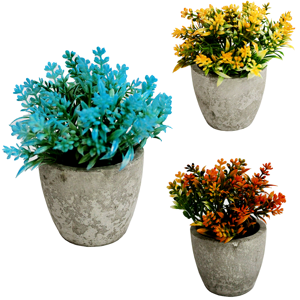FLOR ARTIFICIAL COM VASO DE CERAMICA REDONDO 11X6CM DE Ø