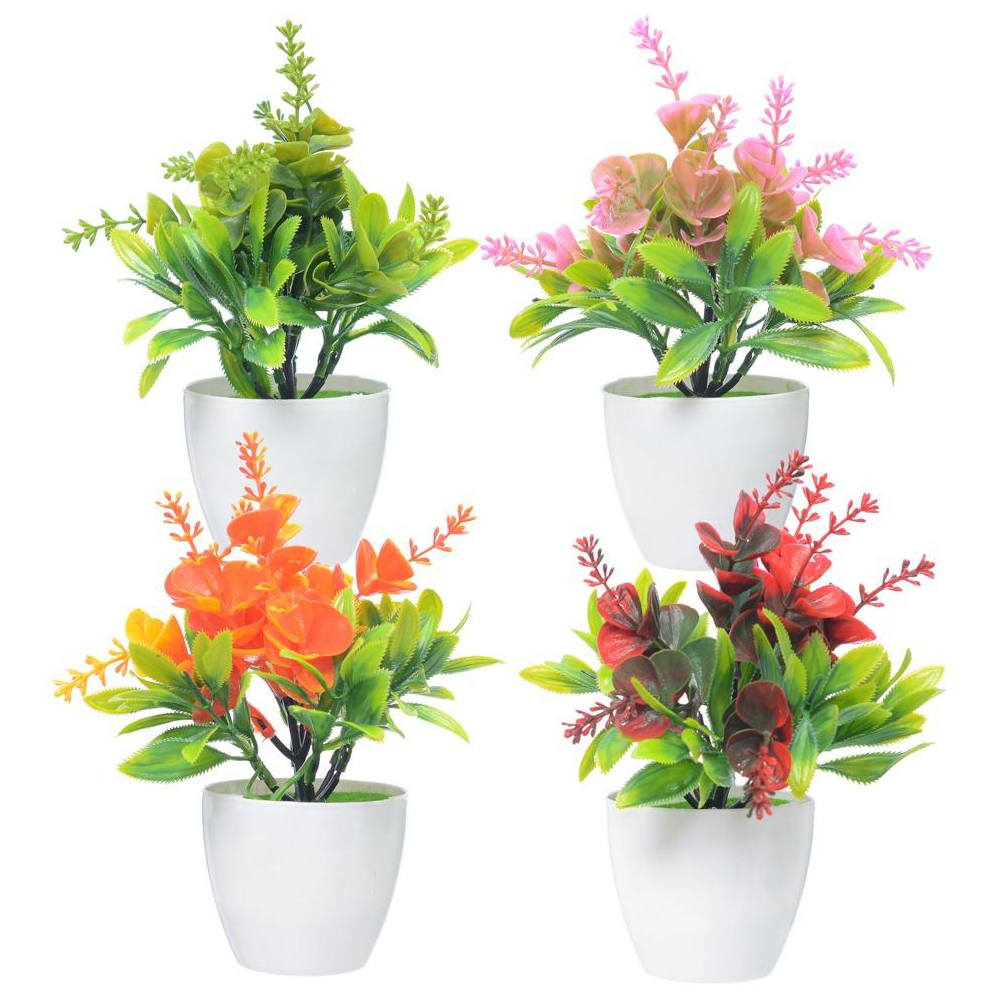 FLOR ARTIFICIAL COM VASO DE PLASTICO REDONDO 18X7,7CM DE Ø VCF