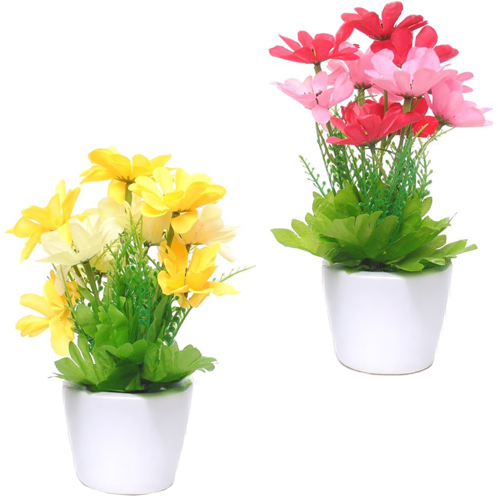 FLOR ARTIFICIAL COM VASO DE PLASTICO REDONDO 25X9,5CM VCF