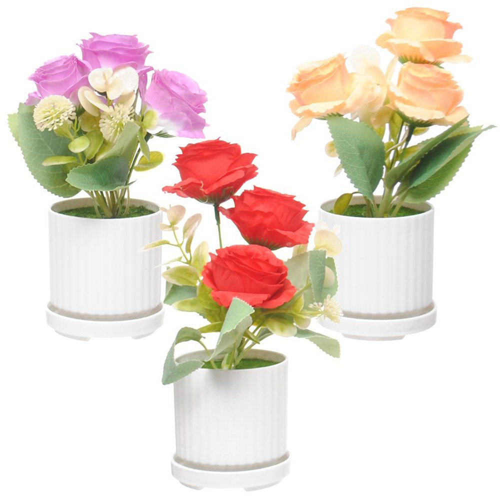 FLOR ARTIFICIAL COM VASO DE PLASTICO REDONDO 22X7,8CM DE Ø VCF