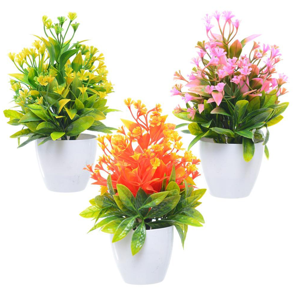 FLOR ARTIFICIAL COM VASO DE PLASTICO REDONDO 21X7,7CM DE Ø VCF