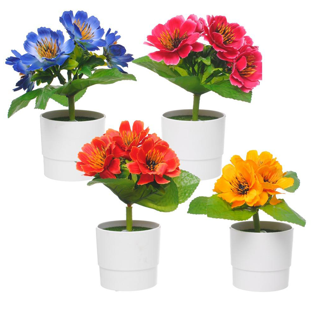 FLOR ARTIFICIAL COM VASO DE PLASTICO REDONDO 19X8CM DE Ø VCF