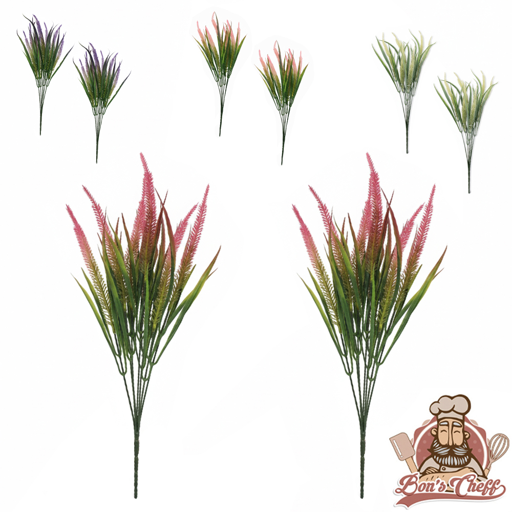 FLOR ARTIFICIAL HASTE MINI TRIGO LAVANDA COM 14 FLORES 44CM COM 2 PECAS